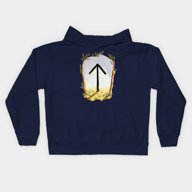 rune tiwaz - magical symbol Kids Hoodie by Karolina Studena-art